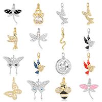 Streetwear Bee Dragonfly Butterfly Copper Plating Inlay Zircon 18k Gold Plated Charms Jewelry Accessories main image 1