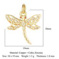 Streetwear Bee Dragonfly Butterfly Copper Plating Inlay Zircon 18k Gold Plated Charms Jewelry Accessories sku image 10