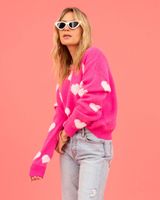 Women's Sweater Long Sleeve Sweaters & Cardigans Jacquard Streetwear Heart Shape main image 6