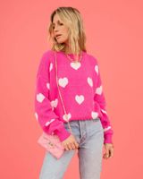 Women's Sweater Long Sleeve Sweaters & Cardigans Jacquard Streetwear Heart Shape main image 5