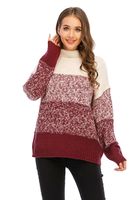 Women's Sweater Long Sleeve Sweaters & Cardigans Rib-knit Casual Simple Style Color Block main image 3