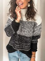Women's Sweater Long Sleeve Sweaters & Cardigans Rib-knit Casual Simple Style Color Block sku image 5