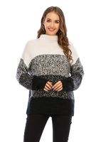 Women's Sweater Long Sleeve Sweaters & Cardigans Rib-knit Casual Simple Style Color Block main image 4