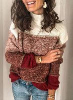 Women's Sweater Long Sleeve Sweaters & Cardigans Rib-knit Casual Simple Style Color Block sku image 11