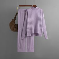 Daily Women's Casual Simple Style Solid Color Core Spun Yarn Viscose Fiber Pants Sets Pants Sets sku image 4