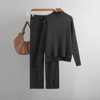 Daily Women's Casual Simple Style Solid Color Core Spun Yarn Viscose Fiber Pants Sets Pants Sets main image 3