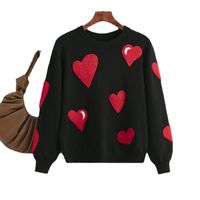 Women's Sweater Long Sleeve Sweaters & Cardigans Casual Simple Style Heart Shape main image 5