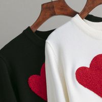 Women's Sweater Long Sleeve Sweaters & Cardigans Casual Simple Style Heart Shape main image 4