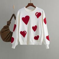 Women's Sweater Long Sleeve Sweaters & Cardigans Casual Simple Style Heart Shape main image 3