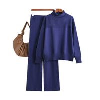 Daily Women's Casual Simple Style Solid Color Core Spun Yarn Viscose Fiber Slit Pants Sets Pants Sets main image 4