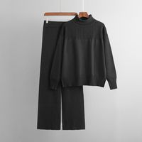 Daily Women's Casual Simple Style Solid Color Core Spun Yarn Viscose Fiber Slit Pants Sets Pants Sets sku image 5