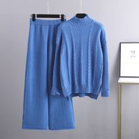 Daily Women's Casual Simple Style Solid Color Angola Viscose Pants Sets Pants Sets sku image 5