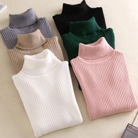 Women's Knitwear Long Sleeve Sweaters & Cardigans Rib-knit Simple Style Solid Color main image 1
