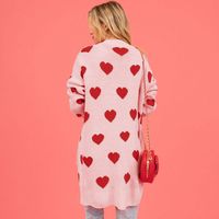 Women's Cardigan Long Sleeve Sweaters & Cardigans Jacquard Streetwear Heart Shape main image 4