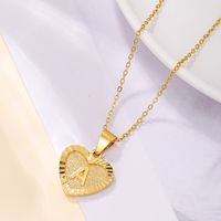 Sweet Letter Stainless Steel Copper Plating Inlay Zircon 18k Gold Plated Pendant Necklace main image 5