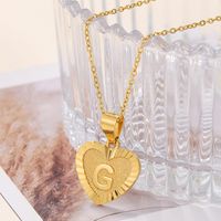Sweet Letter Stainless Steel Copper Plating Inlay Zircon 18k Gold Plated Pendant Necklace sku image 8