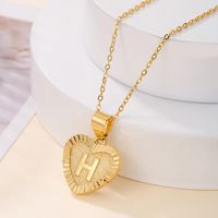 Sweet Letter Stainless Steel Copper Plating Inlay Zircon 18k Gold Plated Pendant Necklace sku image 16