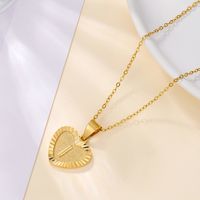 Sweet Letter Stainless Steel Copper Plating Inlay Zircon 18k Gold Plated Pendant Necklace sku image 23