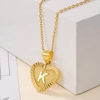 Sweet Letter Stainless Steel Copper Plating Inlay Zircon 18k Gold Plated Pendant Necklace sku image 3