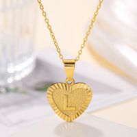 Sweet Letter Stainless Steel Copper Plating Inlay Zircon 18k Gold Plated Pendant Necklace sku image 20