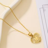 Sweet Letter Stainless Steel Copper Plating Inlay Zircon 18k Gold Plated Pendant Necklace sku image 17