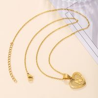 Sweet Letter Stainless Steel Copper Plating Inlay Zircon 18k Gold Plated Pendant Necklace sku image 13
