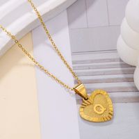 Sweet Letter Stainless Steel Copper Plating Inlay Zircon 18k Gold Plated Pendant Necklace sku image 22