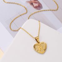 Sweet Letter Stainless Steel Copper Plating Inlay Zircon 18k Gold Plated Pendant Necklace sku image 14