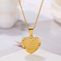 Sweet Letter Stainless Steel Copper Plating Inlay Zircon 18k Gold Plated Pendant Necklace sku image 5