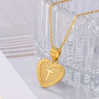 Sweet Letter Stainless Steel Copper Plating Inlay Zircon 18k Gold Plated Pendant Necklace sku image 18