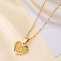 Sweet Letter Stainless Steel Copper Plating Inlay Zircon 18k Gold Plated Pendant Necklace sku image 21