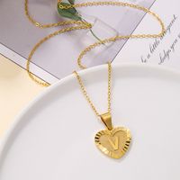 Sweet Letter Stainless Steel Copper Plating Inlay Zircon 18k Gold Plated Pendant Necklace sku image 11