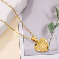 Sweet Letter Stainless Steel Copper Plating Inlay Zircon 18k Gold Plated Pendant Necklace sku image 12