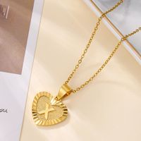Sweet Letter Stainless Steel Copper Plating Inlay Zircon 18k Gold Plated Pendant Necklace sku image 25