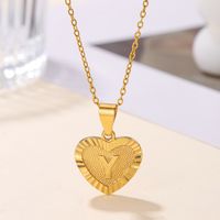 Sweet Letter Stainless Steel Copper Plating Inlay Zircon 18k Gold Plated Pendant Necklace sku image 24