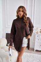 Women's Sweater Long Sleeve Sweaters & Cardigans Slit Streetwear Solid Color sku image 8