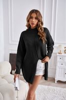 Women's Sweater Long Sleeve Sweaters & Cardigans Slit Streetwear Solid Color sku image 1