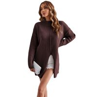 Women's Sweater Long Sleeve Sweaters & Cardigans Slit Streetwear Solid Color main image 5