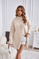 Women's Sweater Long Sleeve Sweaters & Cardigans Slit Streetwear Solid Color sku image 9
