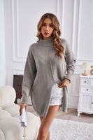 Women's Sweater Long Sleeve Sweaters & Cardigans Slit Streetwear Solid Color sku image 16
