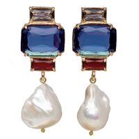 1 Pair Simple Style Square Inlay Alloy Zircon Drop Earrings sku image 1