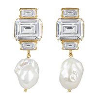 1 Pair Simple Style Square Inlay Alloy Zircon Drop Earrings main image 4