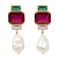 1 Pair Simple Style Square Inlay Alloy Zircon Drop Earrings sku image 3