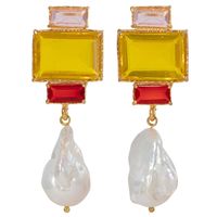 1 Pair Simple Style Square Inlay Alloy Zircon Drop Earrings sku image 6