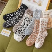 Women's Japanese Style Leopard Polyester Blending Crew Socks A Pair main image 1