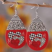 1 Pair Retro Water Droplets Pu Leather Drop Earrings main image 5