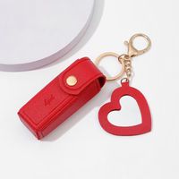 Retro Heart Shape Pu Leather Keychain sku image 1