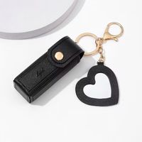 Retro Heart Shape Pu Leather Keychain sku image 5