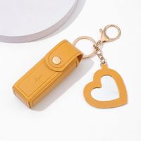 Retro Heart Shape Pu Leather Keychain sku image 6