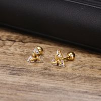 1 Pair Vintage Style Triangle Plating Inlay 304 Stainless Steel Zircon Ear Studs main image 8